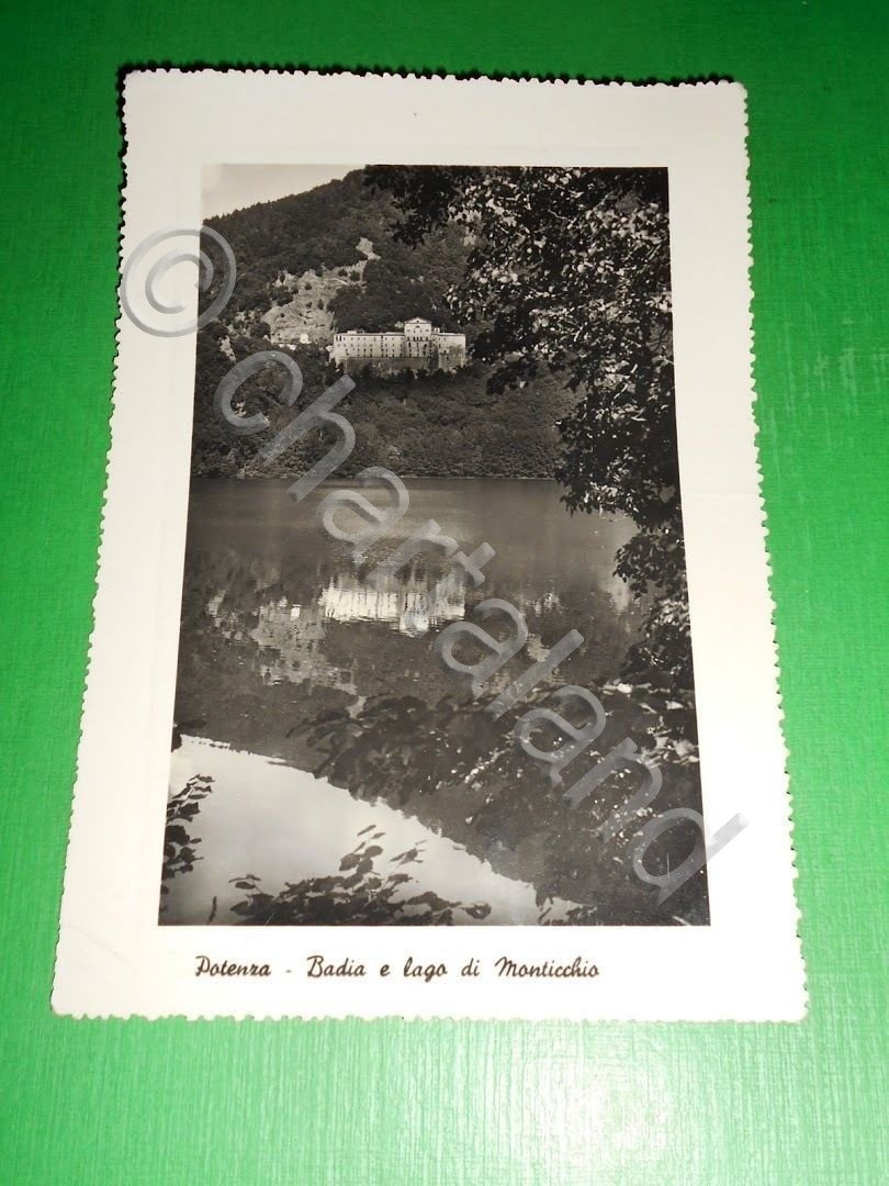 Cartolina Potenza - Badia e lago di Monticchio 1954.