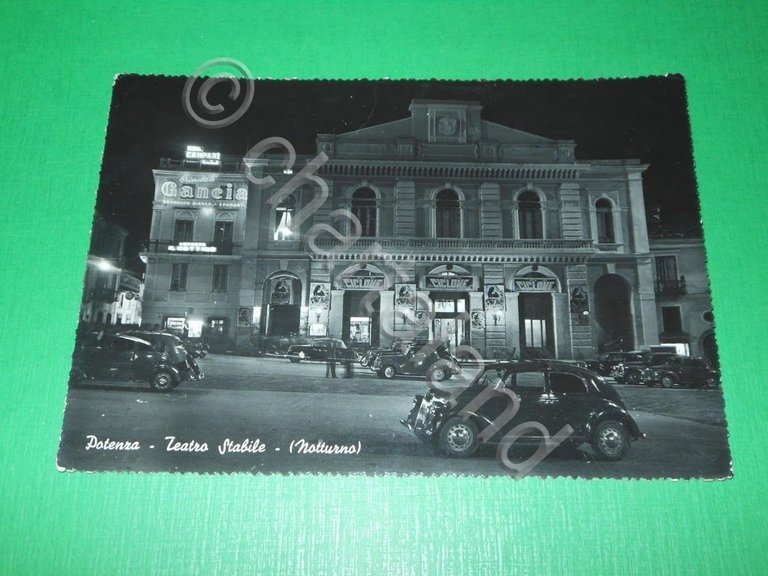 Cartolina Potenza - Teatro Stabile ( notturno ) 1957