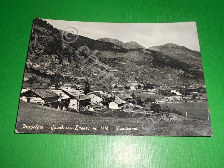 Cartolina Pragelato - Soucheres Basses - Panorama 1955 ca