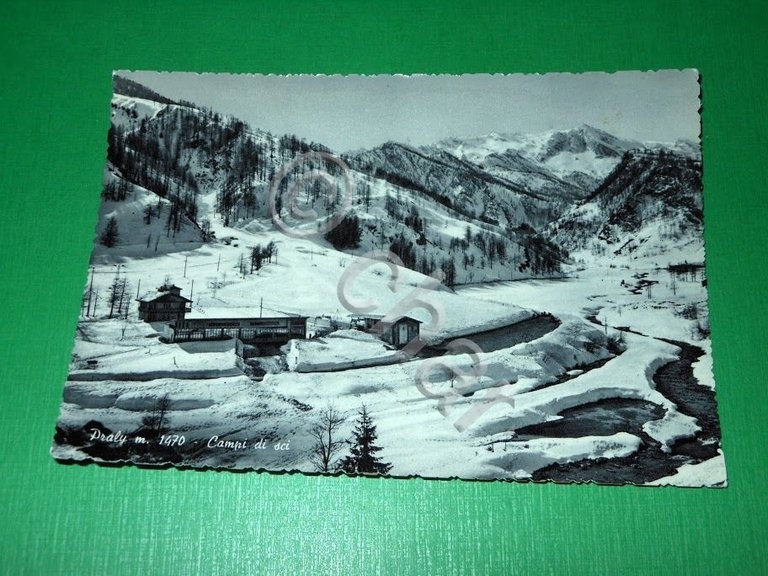 Cartolina Praly - Campi di sci 1955 ca