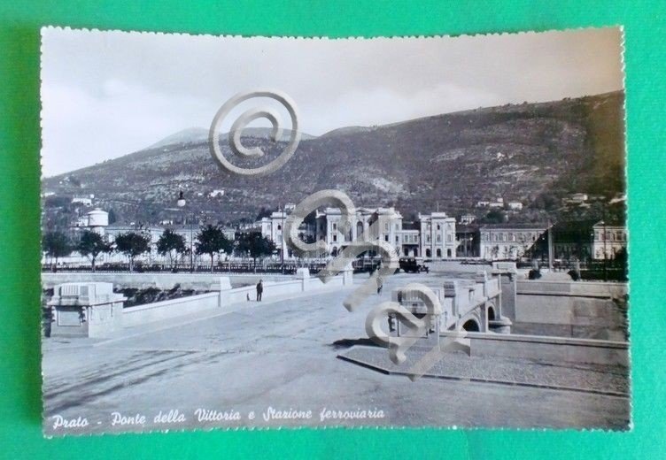 Cartolina Prato - Ponte della Vittoria e Stazione ferroviaria - …