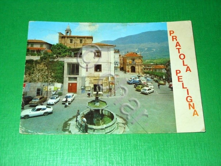 Cartolina Pratola Peligna - Piazza Garibaldi e Castello De Petris …