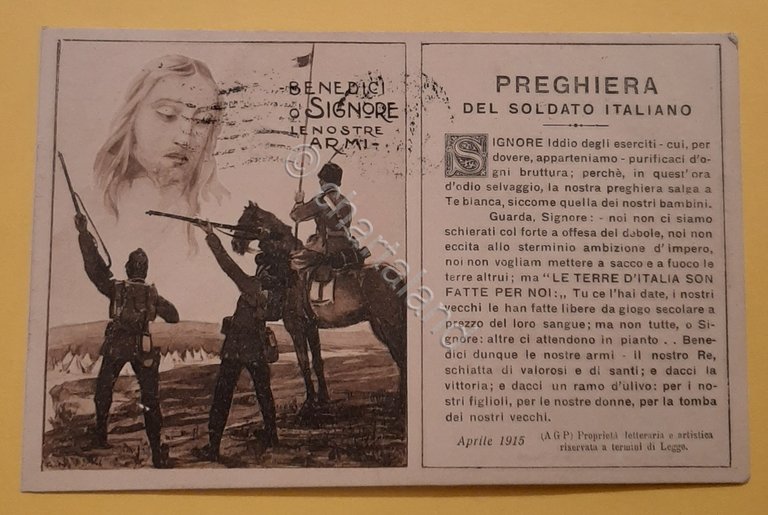 Cartolina Preghiera del soldato Italiano - 1915