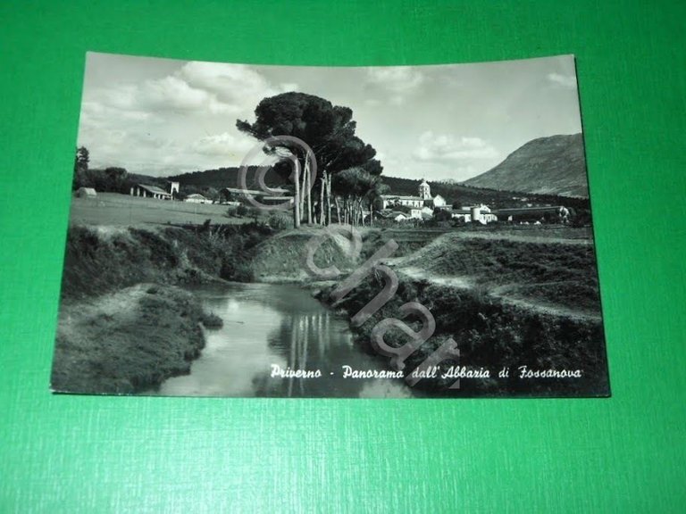 Cartolina Priverno - Panorama dall' Abbazia di Fossanova 1956