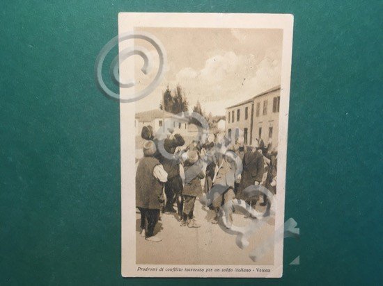 Cartolina Prodomi Di Conflitto Incruento Per Un Soldo Italiano Valona …