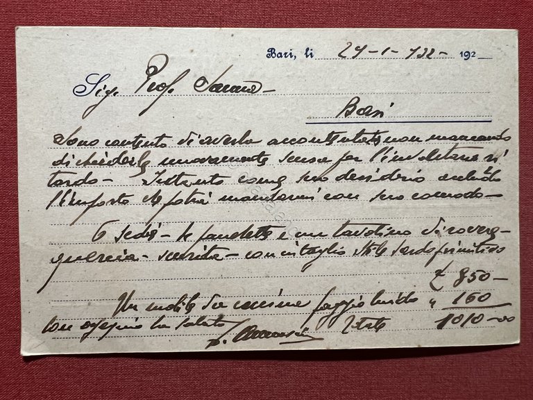 Cartolina Pubblicità - Annoscia & Romita, Bari - Fabbrica Mobili …