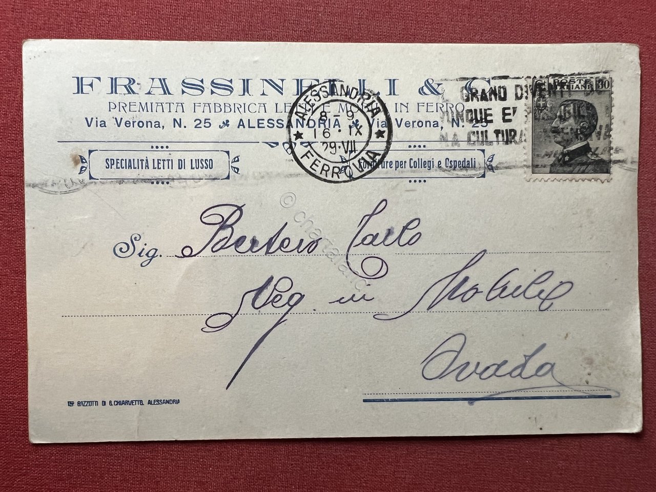 Cartolina Pubblicità - Frassinelli & C. - Fabbrica Letti e …