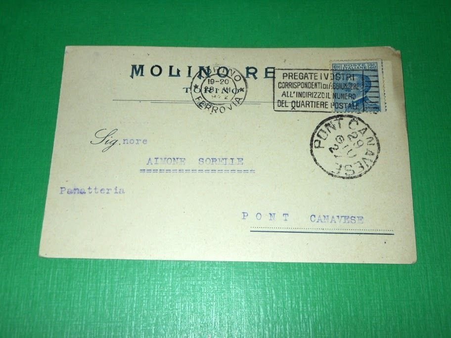Cartolina Pubblicità - Molino Re ( Torino ) 1922.