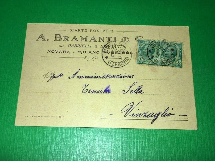 Cartolina Pubblicità A. Bramanti & C. ( Novara Milano Vercelli …