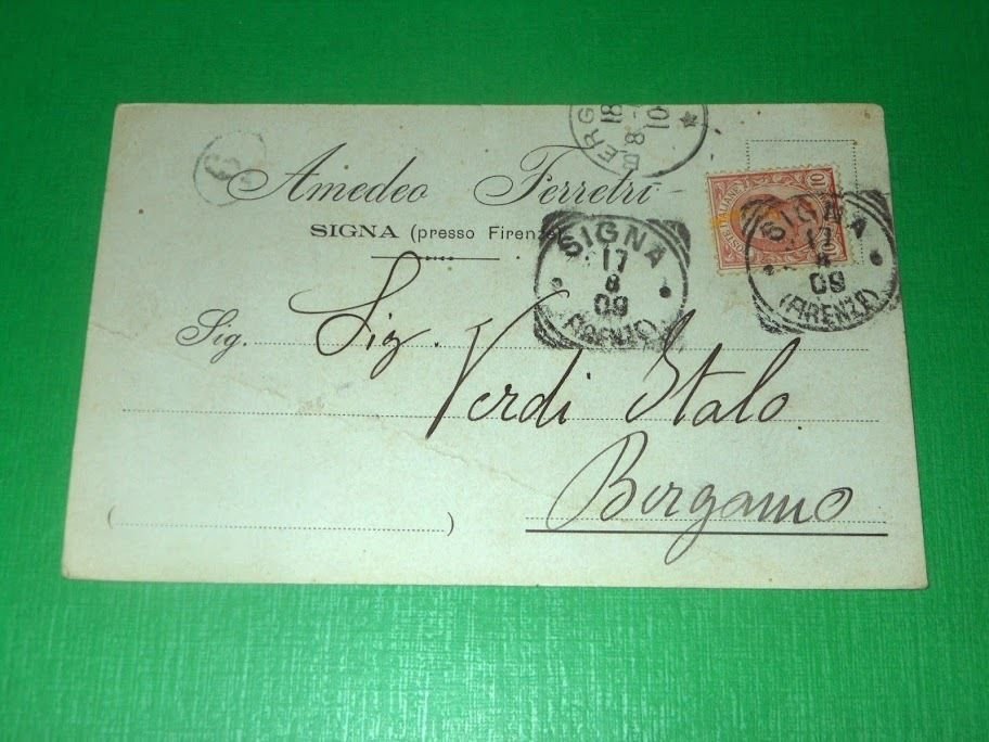 Cartolina Pubblicità Amedeo Ferretri ( Signa - Firenze ) 1909.