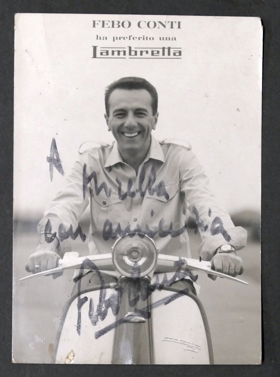 Cartolina pubblicità Lambretta con autografo di Febo Conti - anni …