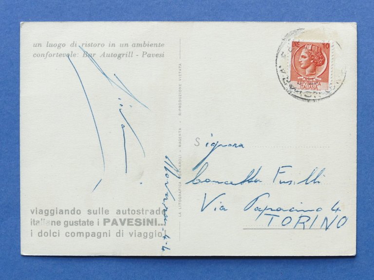 Cartolina Pubblicitaria - Autogrill Pavesi - Bergamo - Novara - …