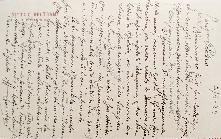 Cartolina Pubblicitaria - Ditta C. Beltrami - Alessandria - 1929