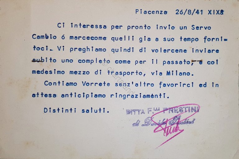 Cartolina Pubblicitaria - Ditta F.lli Prestini - Esclusiva Trattori Fordson …