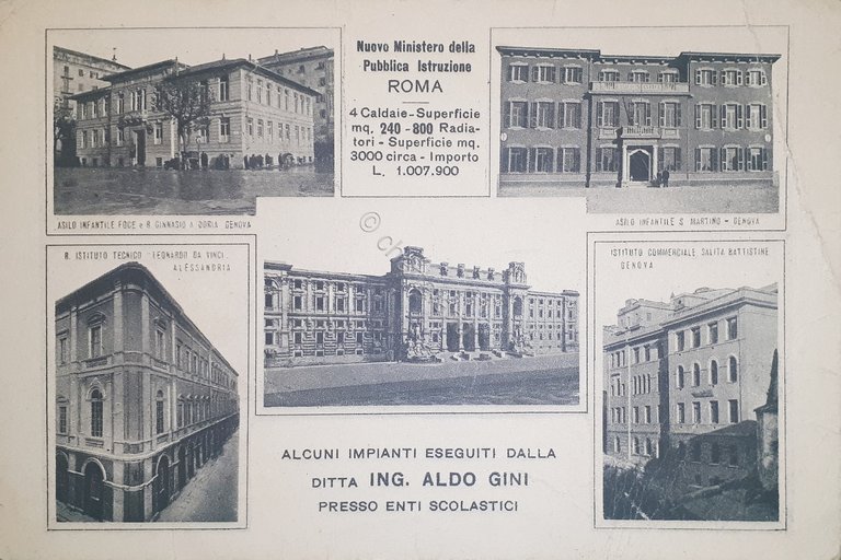 Cartolina Pubblicitaria - Ing. Aldo Gini - Riscaldamenti Moderni Genova …