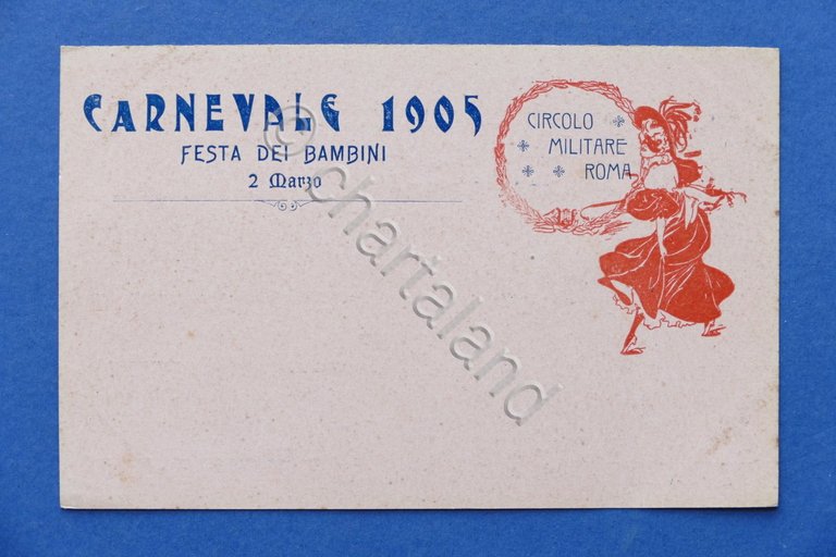 Cartolina Pubblicitaria Carnevale 1905 Festa dei Bambini - Circolo Militare … | Immagine Gallery 2