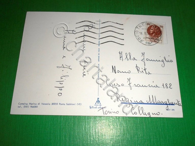 Cartolina Punta Sabbioni - Marina di Venezia Camping 1976.