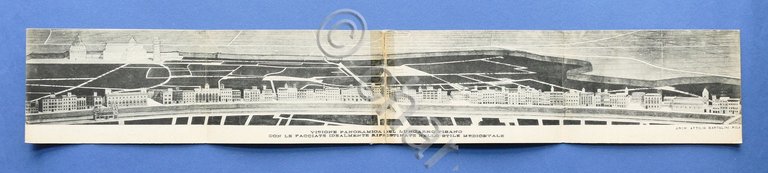 Cartolina quadrupla - Visione panoramica del Lungarno Pisano - 1930.