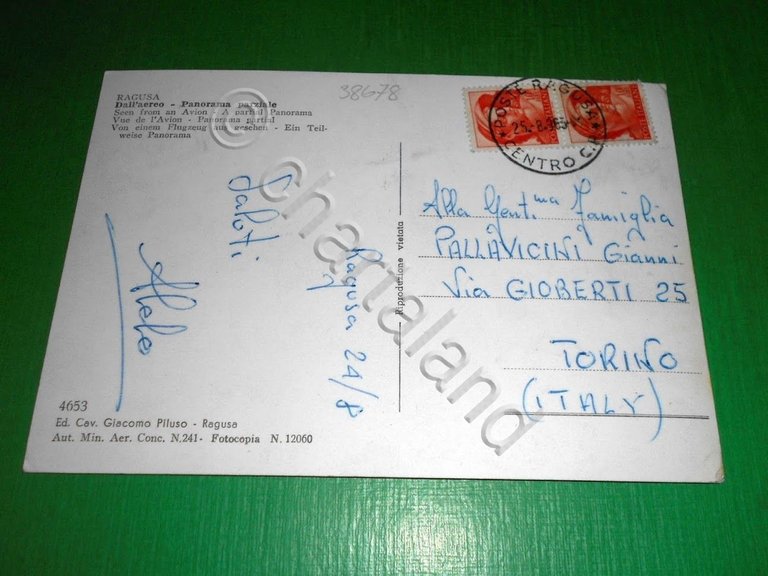 Cartolina Ragusa dall' aereo - Panorama parziale 1965.