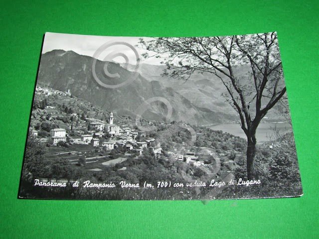 Cartolina Ramponio Verna - Panorama col Lago di Lugano 1953.