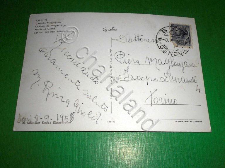 Cartolina Rapallo - Castello Medioevale 1958.