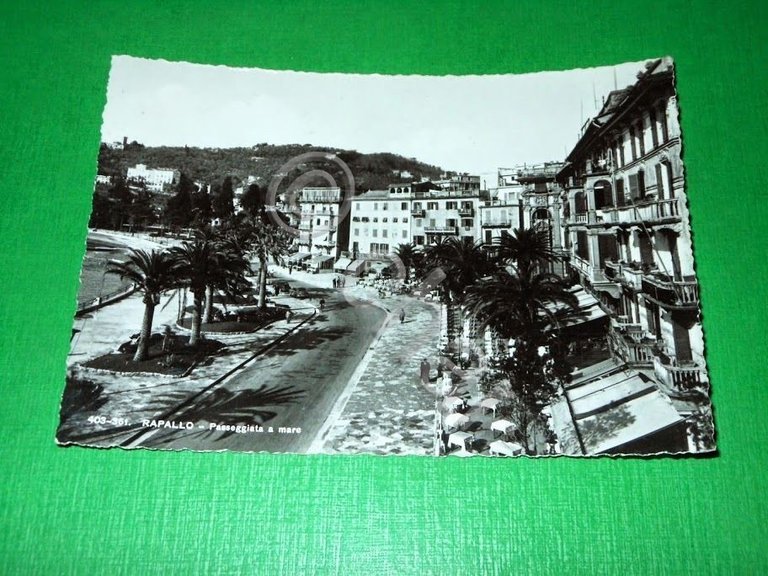 Cartolina Rapallo - Passeggiata a mare 1951