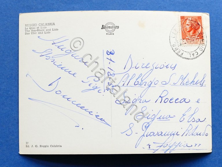 Cartolina Reggio Calabria - Lungomare e Lido - 1954.