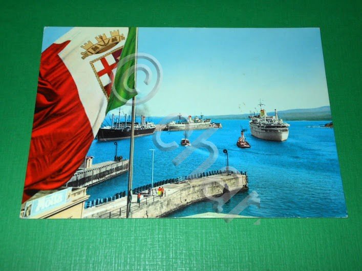 Cartolina Reggio Calabria - Motonave in partenza 1965.
