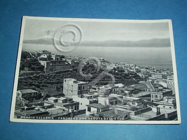 Cartolina Reggio Calabria - Panorama con l' Etna 1938.
