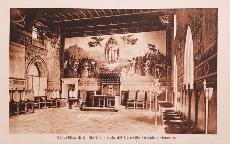 Cartolina Repubblica di S. Marino - Aula del Consiglio Grande …