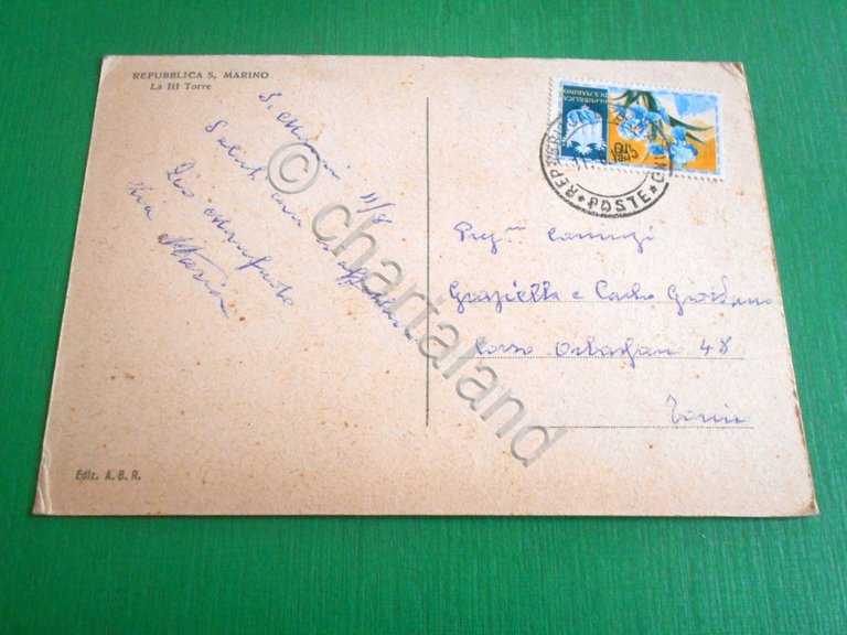 Cartolina Repubblica di S. Marino - La III^ Torre 1955.