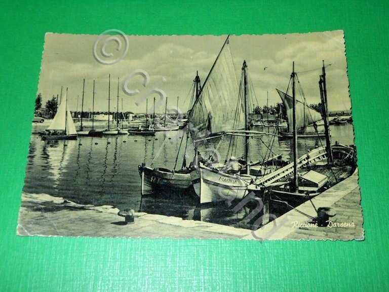 Cartolina Riccione - Darsena 1950 ca
