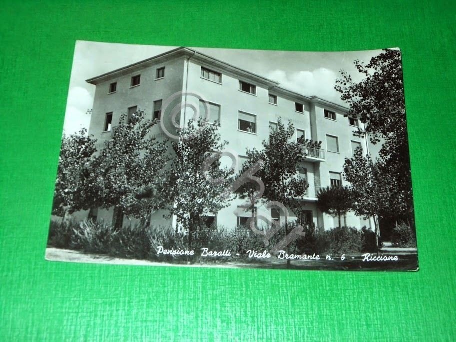 Cartolina Riccione - Pensione Baratti - Viale Bramante 1955 ca.