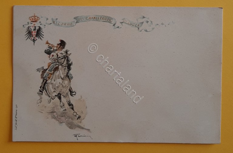 Cartolina Ricordo dei Cavalleggeri di Lucca - 1900