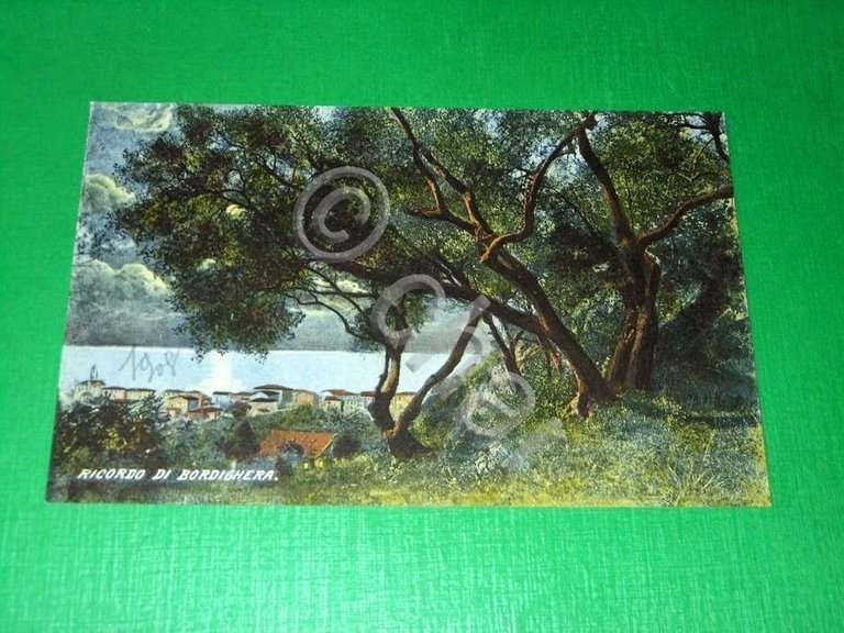 Cartolina Ricordo di Bordighera - Scorcio panoramico 1900 ca.