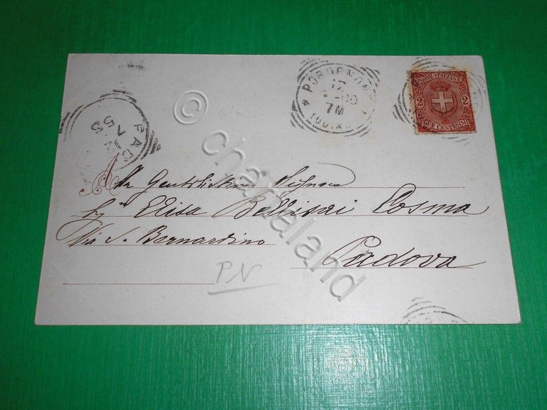 Cartolina Ricordo di Pordenone - Corso Vittorio Emanuele 1900.