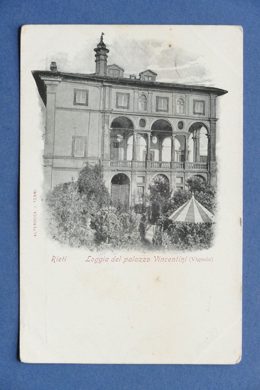 Cartolina Rieti - Loggia del Palazzo Vincentini - 1900 ca..