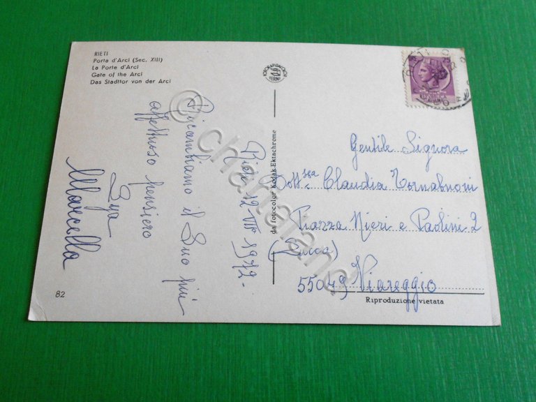 Cartolina Rieti - Porta d' Arci 1972