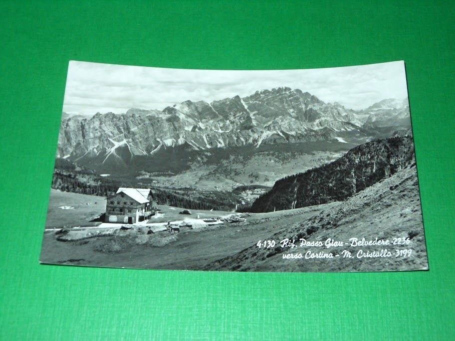 Cartolina Rifugio Passo Giau - Belvedere verso Cortina 1957.