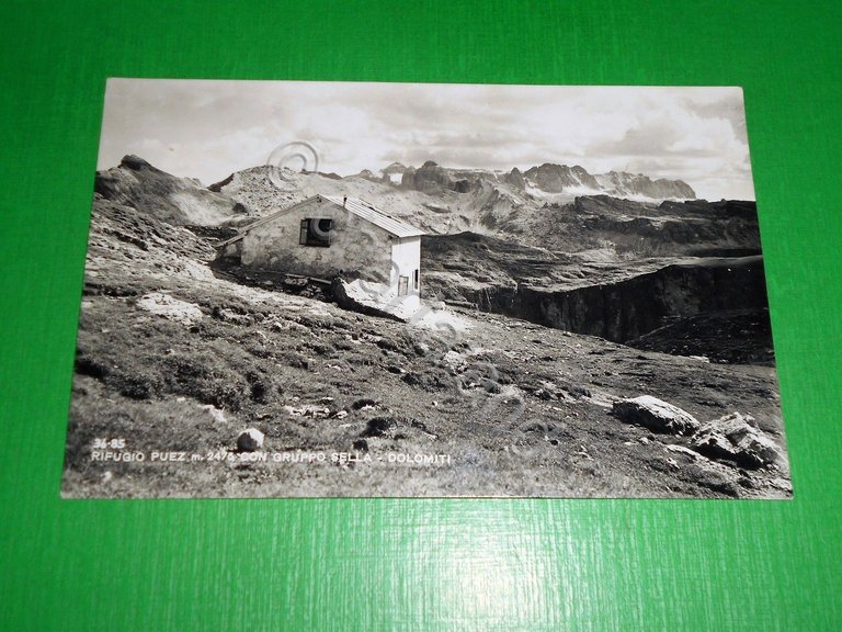 Cartolina Rifugio Puez con Gruppo Sella - Dolomiti 1940 ca