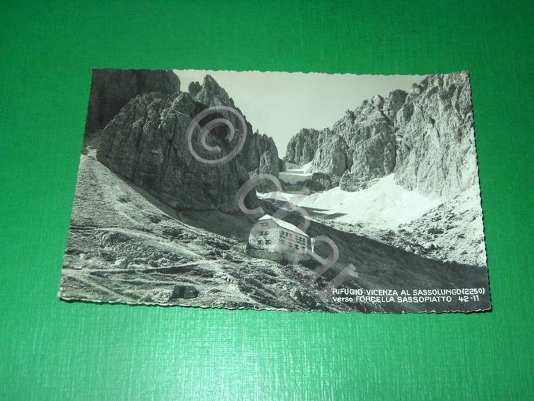 Cartolina Rifugio Vicenza al Sassolungo verso Forcella Sassopiatto 1949 | Immagine Gallery 2