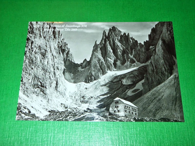 Cartolina Rifugio Vicenza al Sassolungo verso le Cinque Dita 1955 …