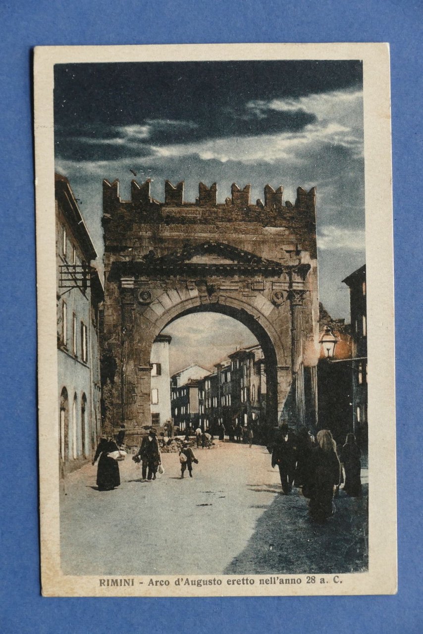 Cartolina Rimini - Arco d'Augusto - 1928.