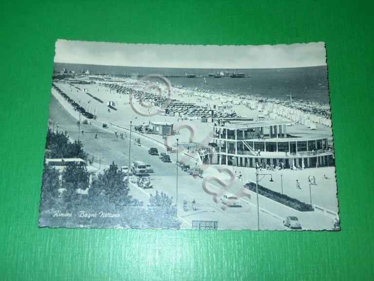 Cartolina Rimini - Bagni Nettuno 1961