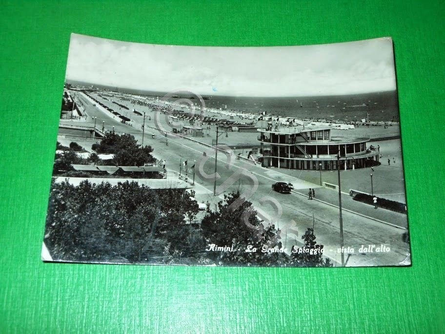Cartolina Rimini - La Grande Spiaggia vista dall' alto 1955 …