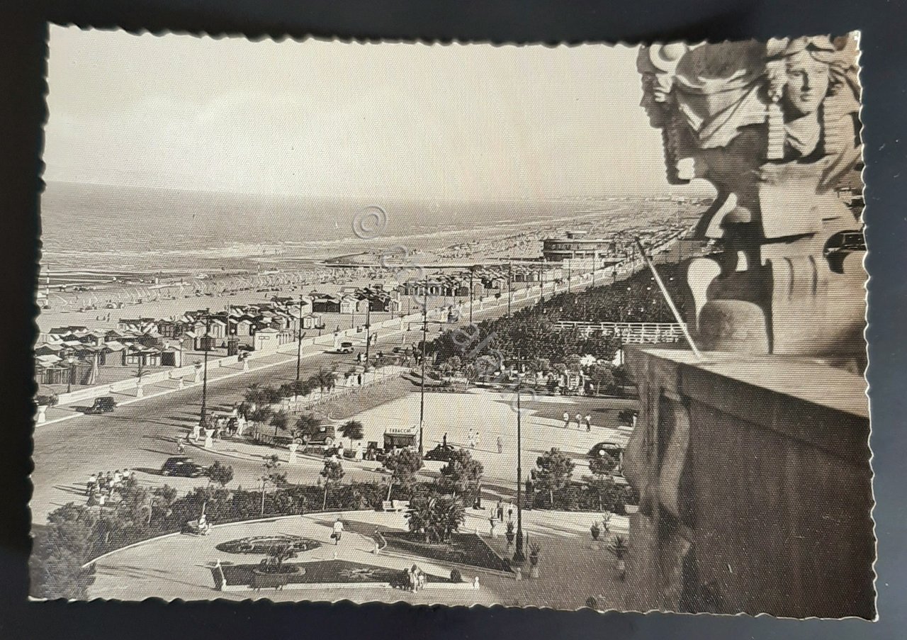 Cartolina Rimini - La Spiaggia dalle Terrazze del Grande Albergo …