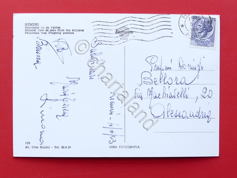 Cartolina Rimini - Panorama dall'aereo - 1963