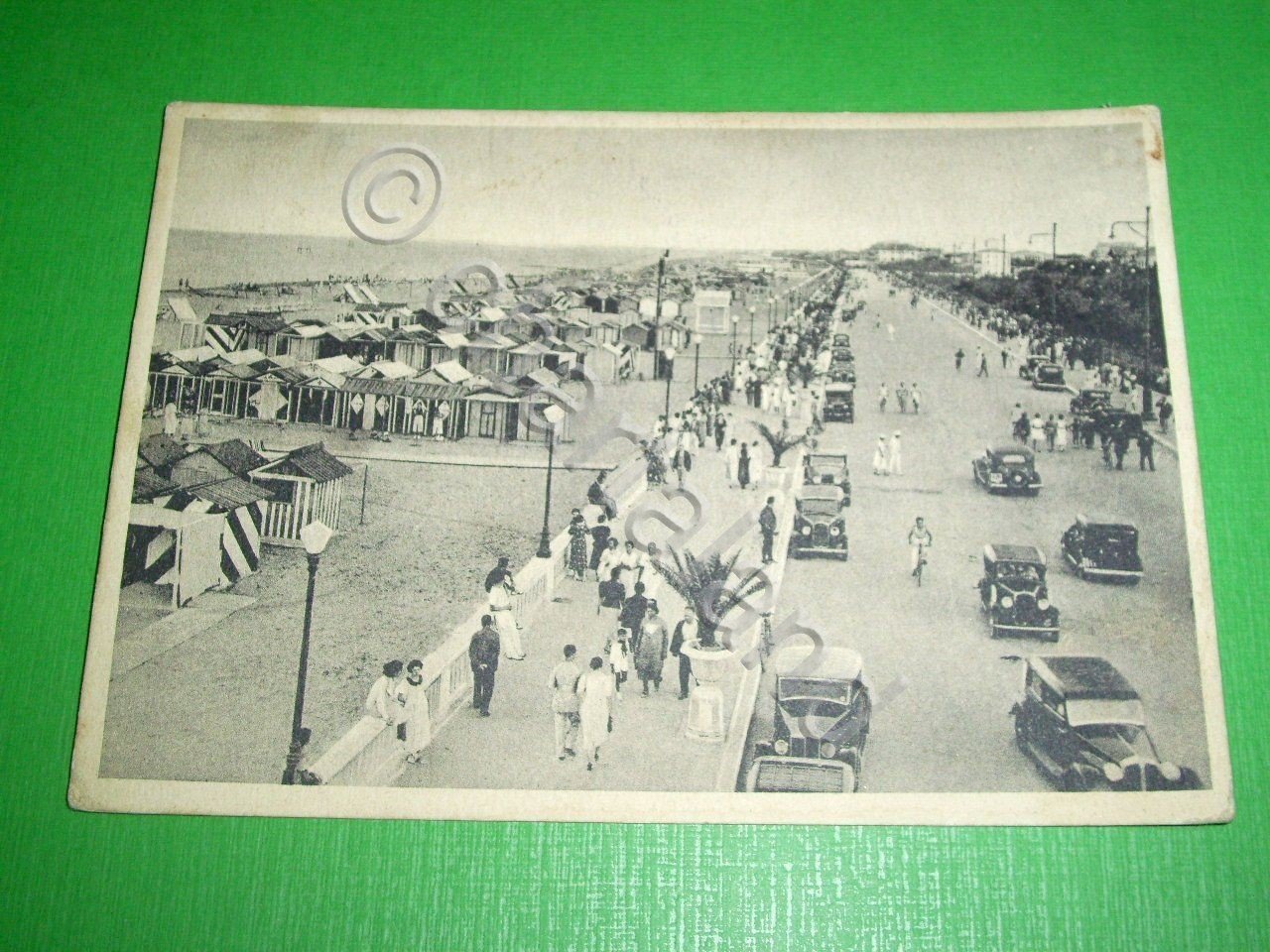 Cartolina Rimini - Passeggiata a mare 1940.