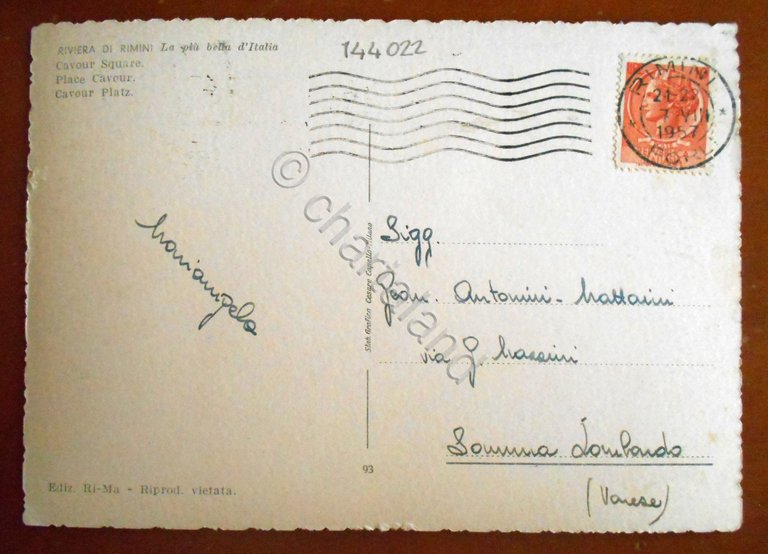 Cartolina Rimini - Piazza Cavour - 1957