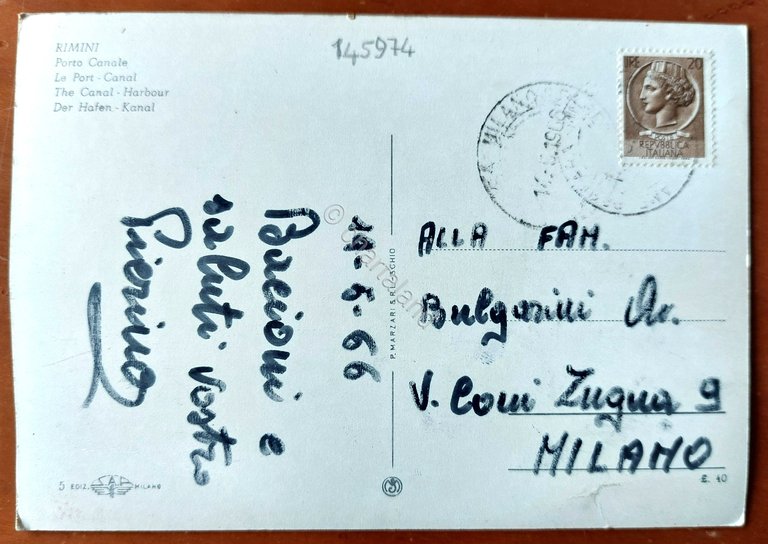 Cartolina Rimini - Porto Canale - 1966 | Immagine Gallery 2